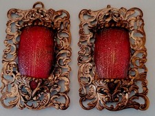 RARE- 1900 VICTORIAN BELT BUCKLE SILVERTONE FILIGREED METAL , TEXTURED GLASS EUC