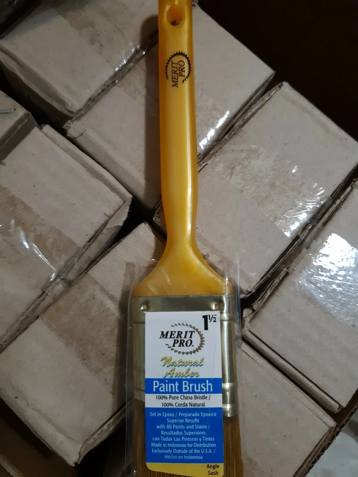 Merit Pro 1 1/2" Marco Angular 100% Pura China Cerdas Pincel 04315 Lote de 12 Foto 2 de 2