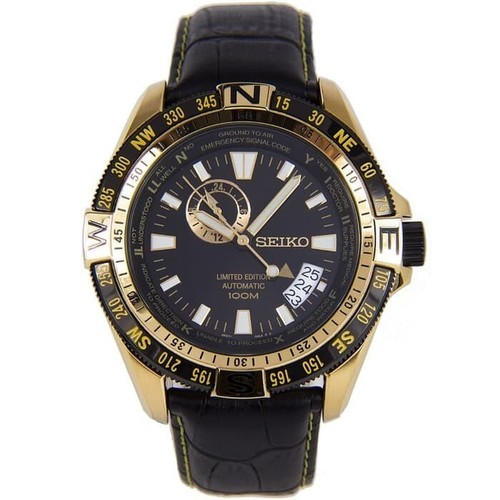 Brand New Seiko SSA190K1 Automatic Limited Neo Sport Black Gold Wristwatch Men