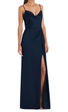 Dessy Collection Cowl-Neck Draped Wrap Maxi Dress With Front Slit 16