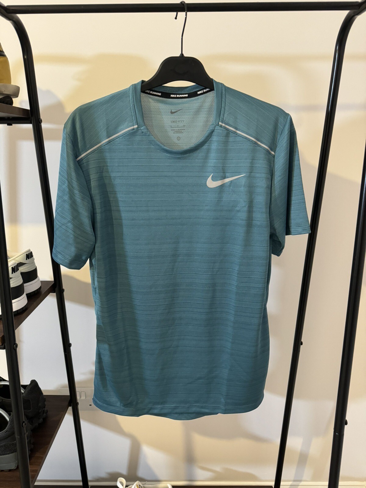 Nike Mens Miler Mineral Teal Running T-Shirt Dri-Fit AJ7565-379  