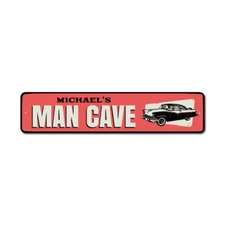 Car Man Cave Sign, Custom Automobile Lover Name, Personalized Metal Decor Sign