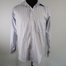 Pronto Uomo Shirt Mens Medium Non Iron Pocket Button Up Blue Striped Long Sleeve