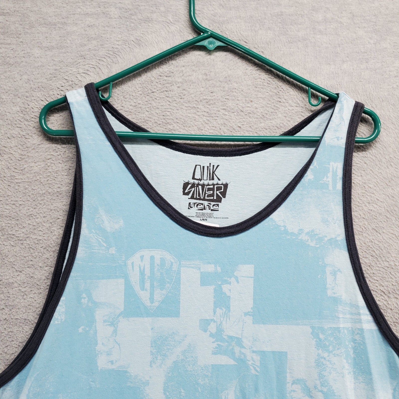 Quiksilver Men TShirt Large Blue Waves Surf Sleeveless Tank Graphic eBay