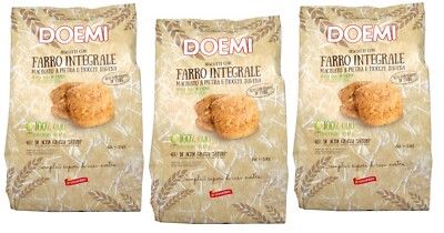3x Doemi Biscotti Kekse mit stein gemahlenem Dinkel Vollkorn,Haferflocken 450g