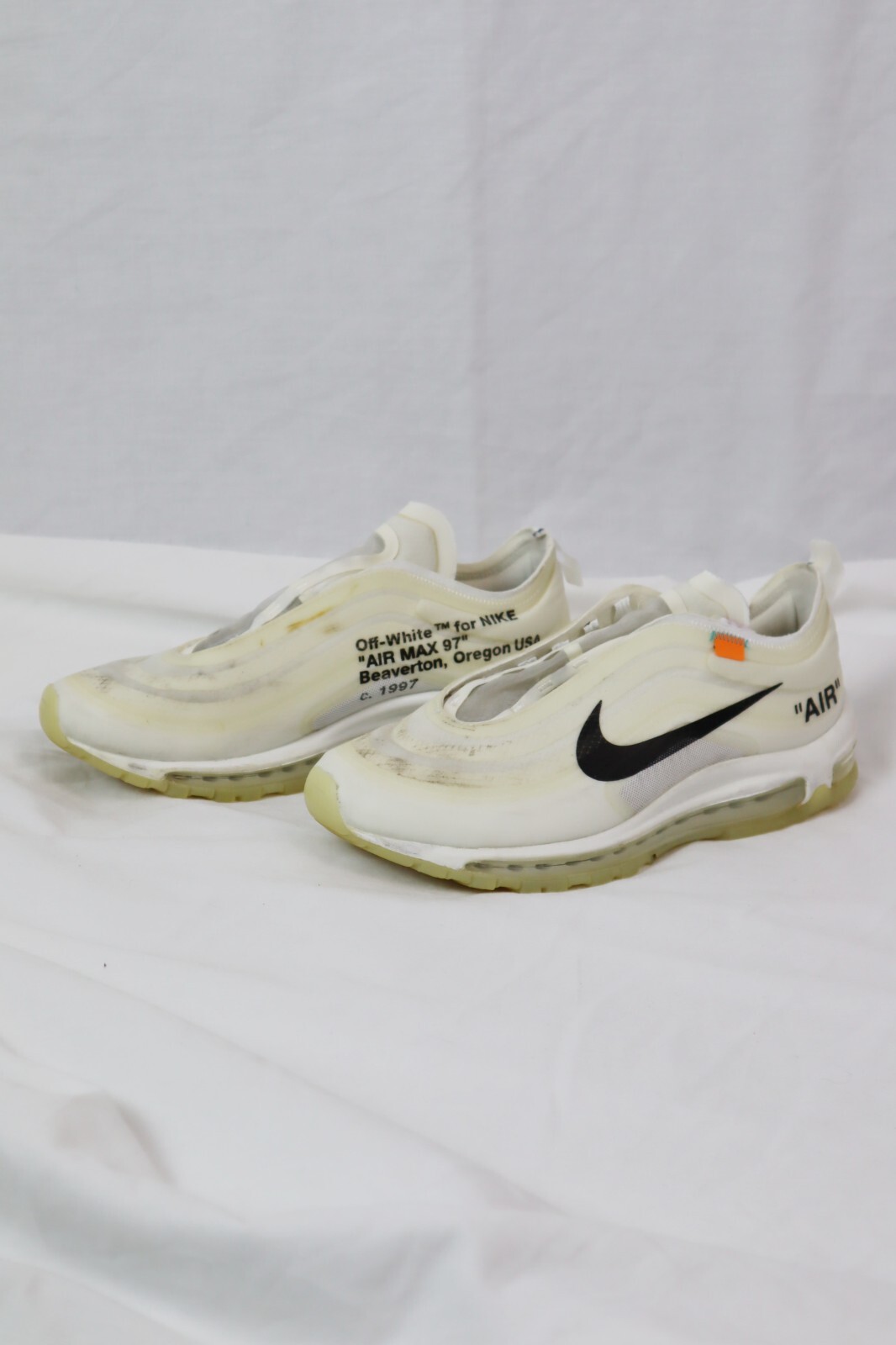 OFF WHITE X NIKE Nike X Off White 97 bianche taglia UK9 leggermente ingiallite senza scatola