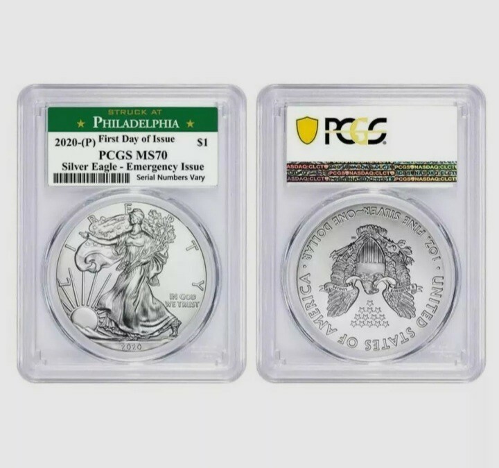 2020 (P) ASE $1 PCGS MS70 FDOI (Philadelphia) Emergency Issue 1oz