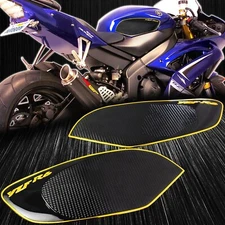Tank Side Knee Stomp Protector Guard Pad 08-16 Yamaha YZFR6 R6 Black+Chrome Gold