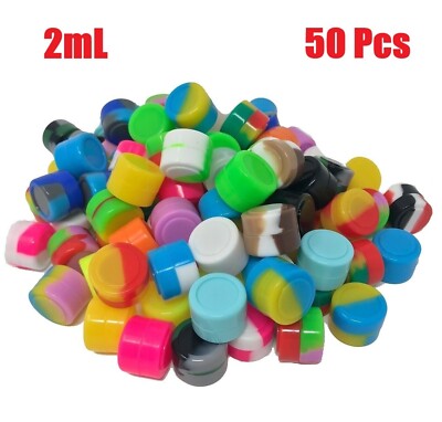 2ml Silicone Container Non-Stick Round Jar Mixed Color Jewelry Food Storage 50