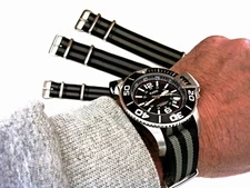 16mm Black Grey bond stripe NATO ® g10 watch band nylon strap IW SUISSE 18 20 22