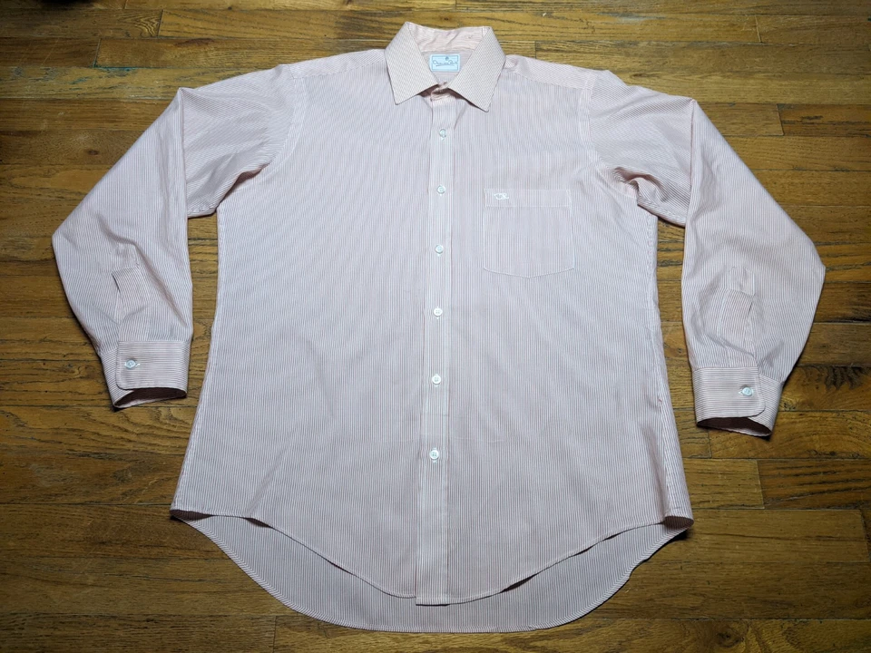 Camisa de Vestir OSCAR DE LA RENTA Crema Naranja Rayas Abotonadas Manga Larga 16 De Colección Foto 2 de 4