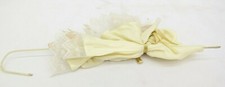 Vintage Doll Cloth Parasol Umbrella Unopened Yellow Lace Ruffles GA