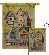 Welcome BirdVillage Burlap Garden Flag Sweet Life Home Decorative Yard Banner