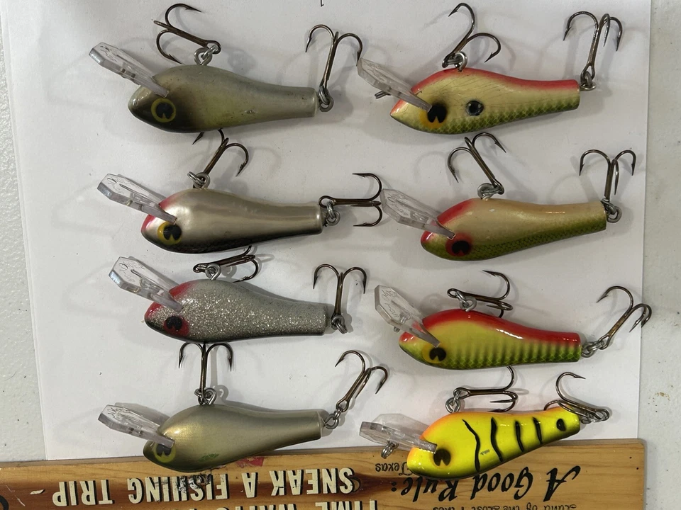 LOT OF 8 Vintage Poe's RC 1 Rick Clunn 1900 Series Cedar Wood Crankbaits NICE - Image 4 of 4