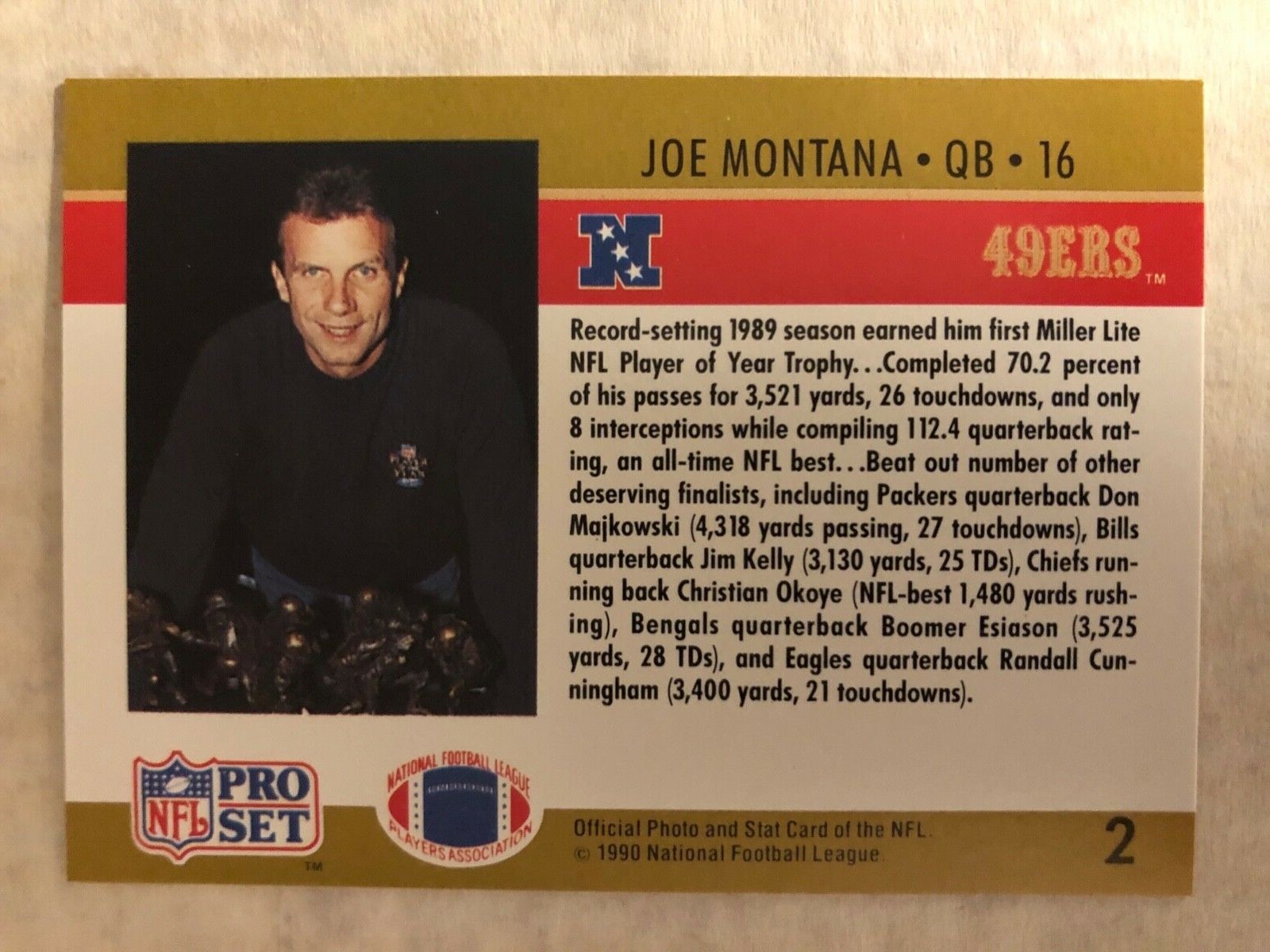 1990 Pro Set Joe Montana Error Card Value