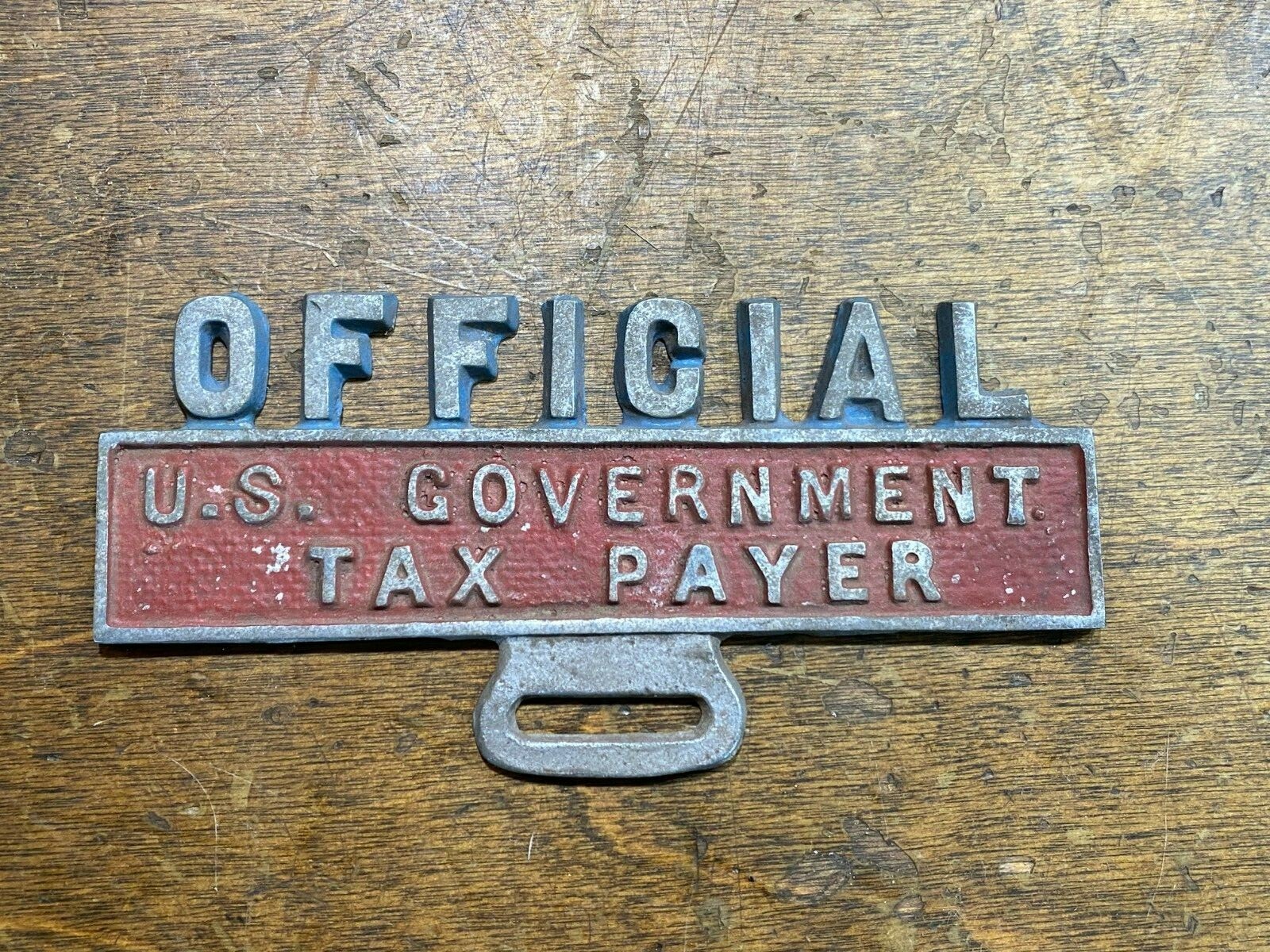Antique 1930s OFFICIAL US GOVERMENT TAX PAYER Car License Plate Tag