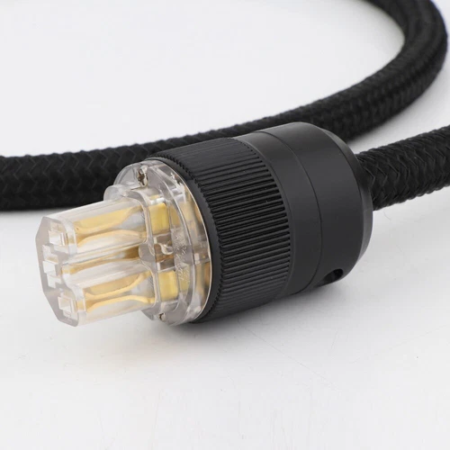 Silver Plated OFC Copper HiFi Power Cord with Gold Plated UK IEC Cable Plug - Picture 4 of 20