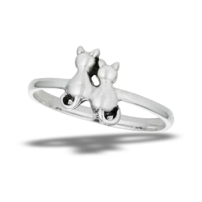 Sterling Silver Cat Friends Ring