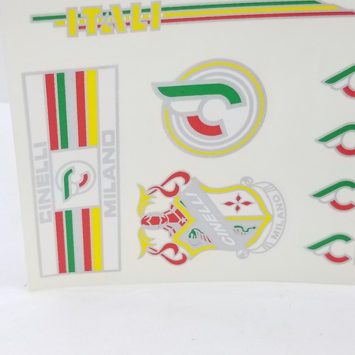 Cinelli Italian Vtg Decals Frame Stickers Cycling Green Red White Yellow Set - Picture 4 of 7