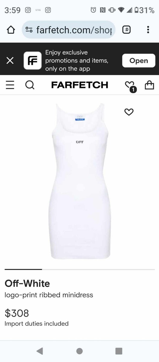 OFF Ribbed Minidress White Women's Small | eBay