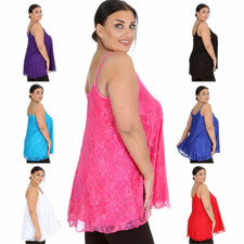 Nouvelle Womens Plus Size Ladies Floral Lined Lace Casual Summer Tunic Camisole