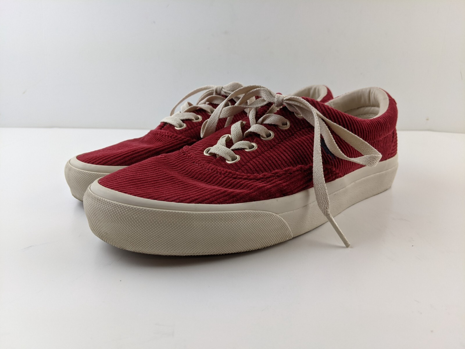Polo Ralph Lauren Keaton Pony scarpa casual in velluto a coste da uomo US 8 tessuto rosso classico