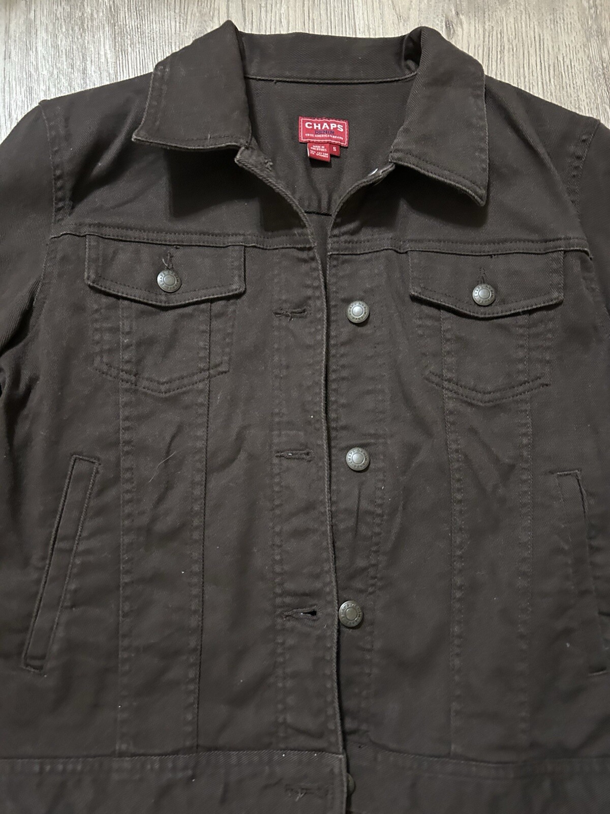 CHAPS Solid Brown Denim Stretch Cotton Jacket Sma… - image 2