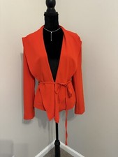 New Orange Belted Open Front Blazer Size L