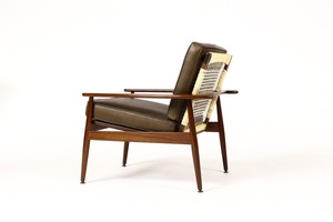 Details About Danish Modern Mid Century Mahogany Lounge Chair Hans Olsen Green Leather