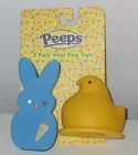 PEEPS Dog Toys 2 Pack Vinyl Chick & Bunny Blue Yellow New Squeaky