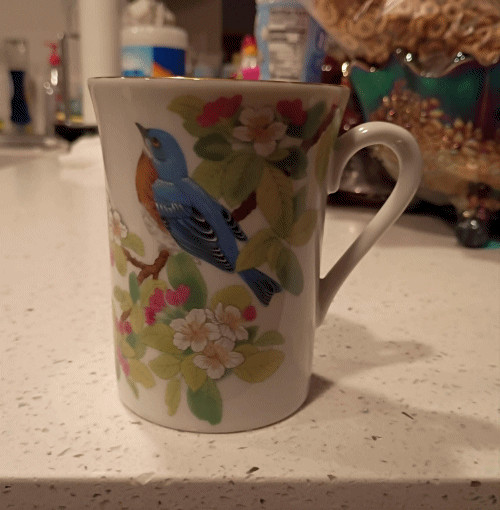 Otagiri Japan Bluebird Floral Coffee Mug Gibson Greeting Cards Vintage Porcelain
