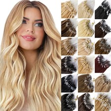 Micro Beads Hair Extensions Remy Human Hair Thick Full Head Silicone Micro Links