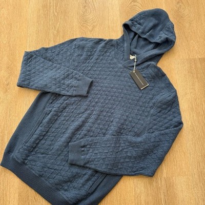 Holderness & Bourne The Wallace Sweater Mens M Blue Quilted Cotton Hoodie NWT