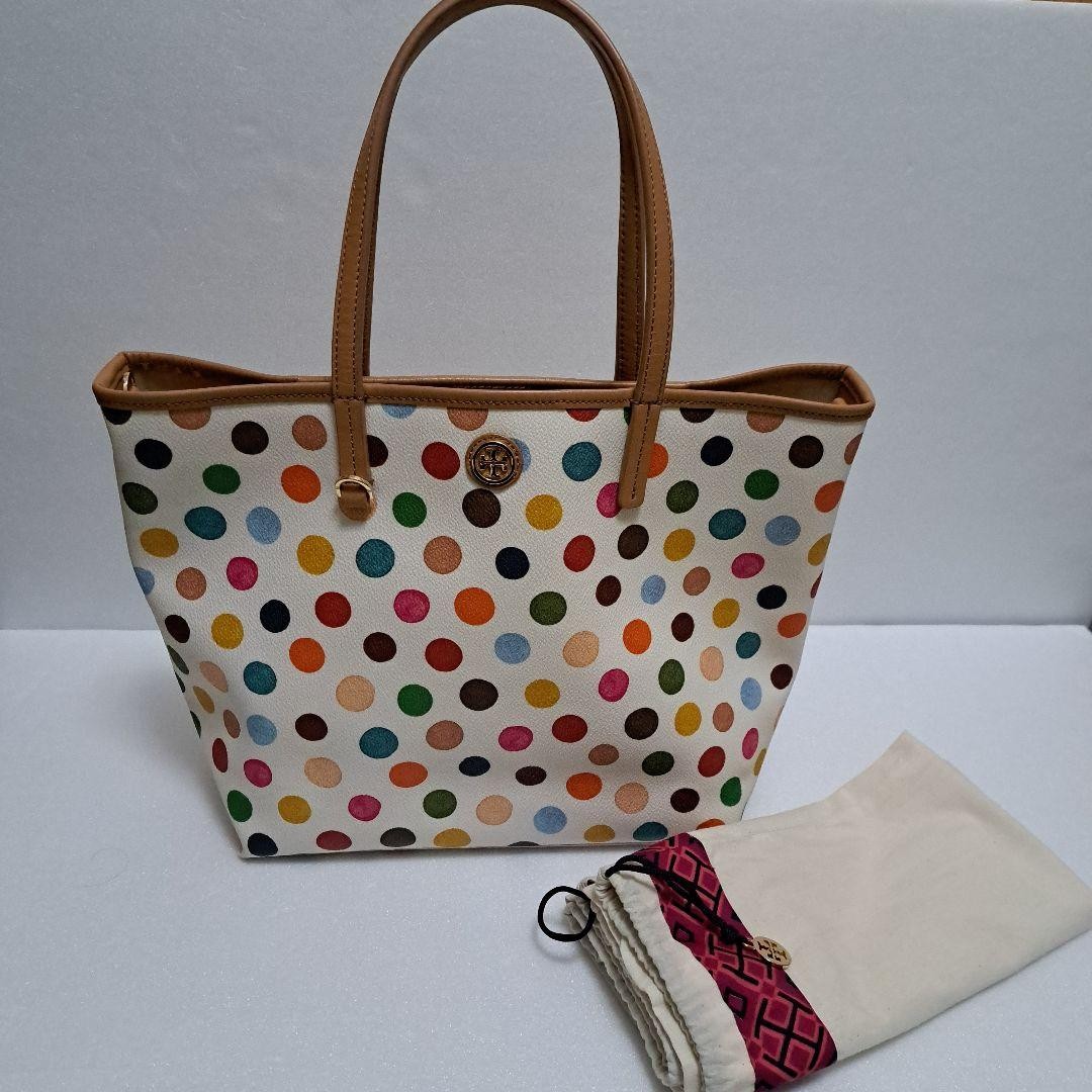 TORY BURCH Dot Pattern Multicolor Leather Tote Ba… - image 1