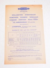 Railway Handbill BR Excursions to Wellington Shrewsbury  Ruabon July 1960