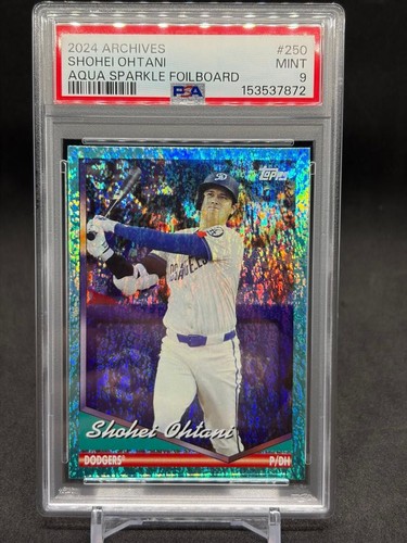 2024 Topps Archives Shohei Ohtani Aqua Sparkle Foilboard Card #250 PSA 9
