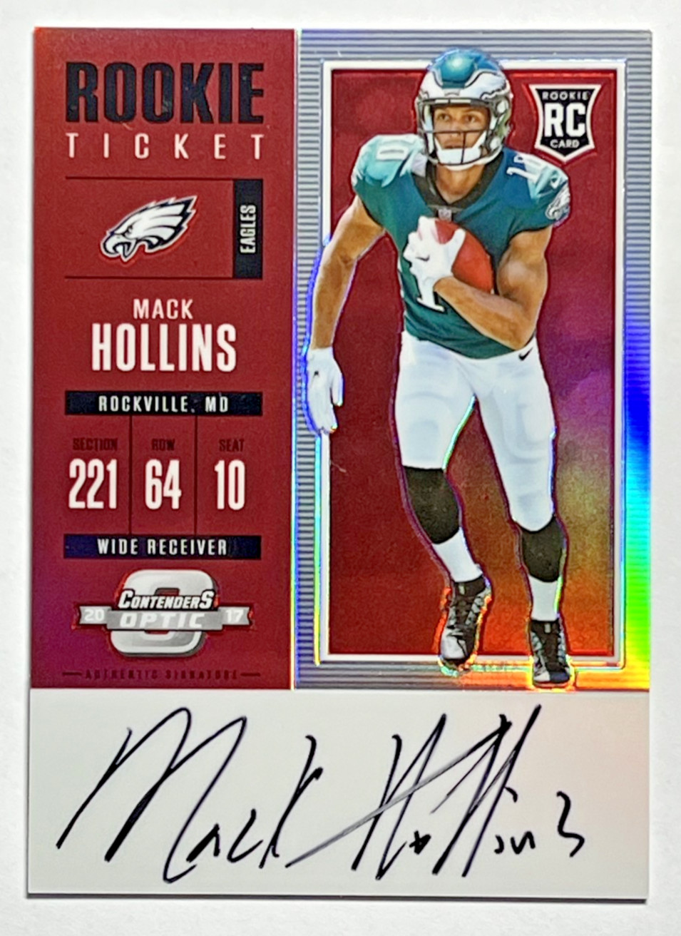 Mack Hollins Panini Contenders Optic #140 Autograph-Red