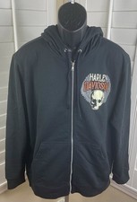 Image of Harley-Davidson Motorcycles Skull Wings Full Zip Hoodie/Sweatshirt, Men L - NWOT