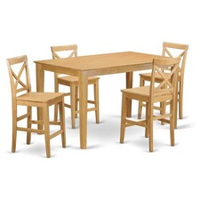 Juego de mesa y silla de comedor Pemberly Row de 5 piezas con altura de mostrador de roble