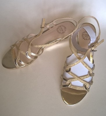 I Miller Womens Sandals 7M FAIR Shoes Metallic Gold Strappy Wedge Non Leather