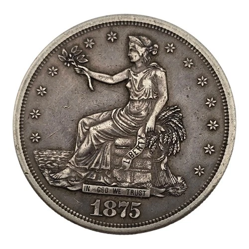 NICE 1875 S TRADE DOLLAR EARLY US SILVER COIN XF TYPE 1/1 San Francisco Mint