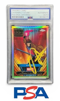 Channing Tatum Signed 2025 Topps Crome Marvel Anniversary Gambit Card PSA Slab 