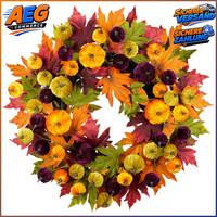 Herbstkranz 61 Cm KüNstlich Mit AhornbläTtern Und KüRbissen Deko FüR TüR Wohnung