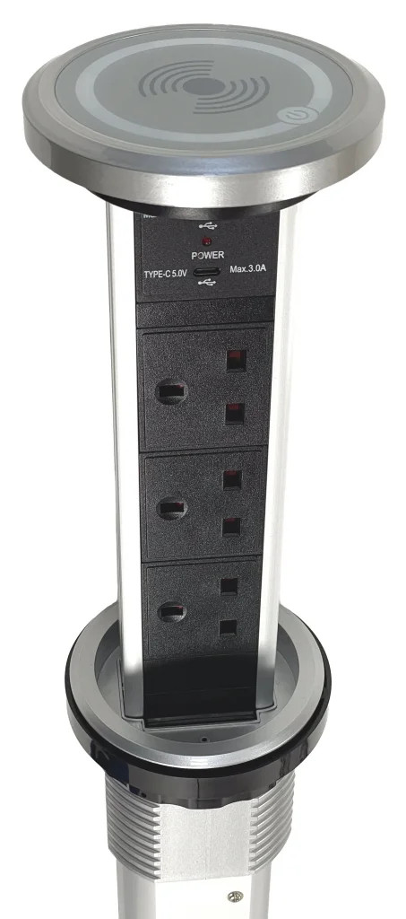 Mains Extension Leads Adaptors & Power Hub Silver Motorised Pop-Up Socket Port