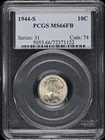1944-S 10C Mercury Dime PCGS MS66FB