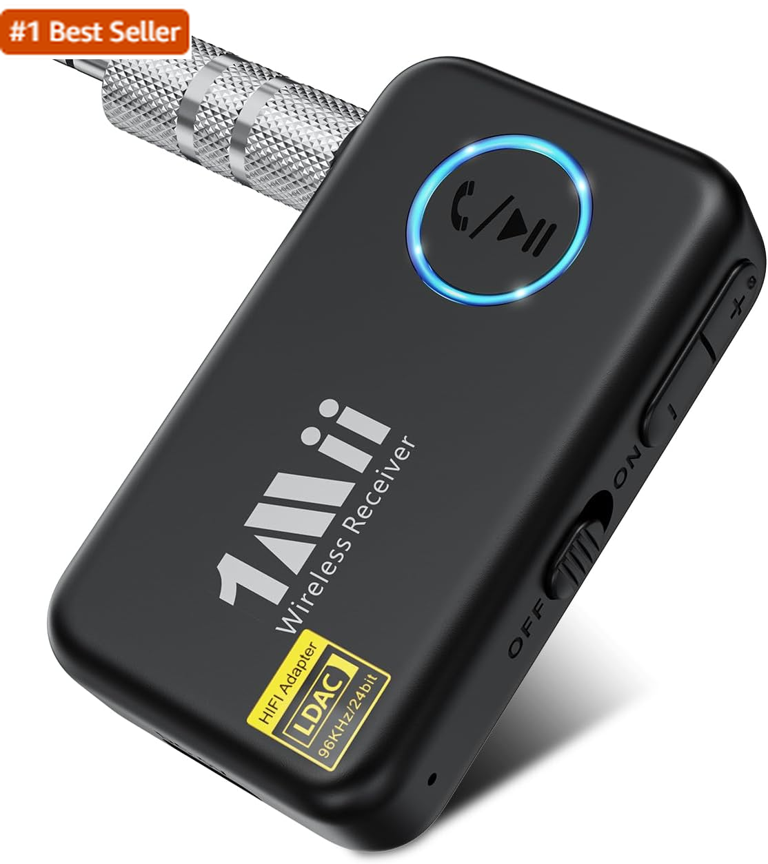 1Mii LDAC Bluetooth 5.3 Car Aux Adapter with Voice Control & Wireless Receiver