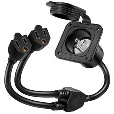 15Amp AC Port Plug Power Splitter Dual 18" Cord Extensions - Shoreline  RV Use
