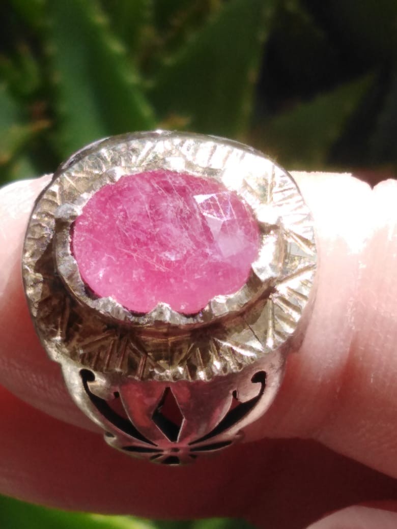 Antique natural stone red ruby ​​ring  Sterling S… - image 4