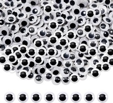 TOAOB 300pcs Plastic Wiggle Googly Eyes Self Adhesive 12mm White 12mm,