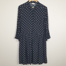 Hush Shirt Dress Womens UK 12 Black Diamond Geometric Casual Long Sleeve